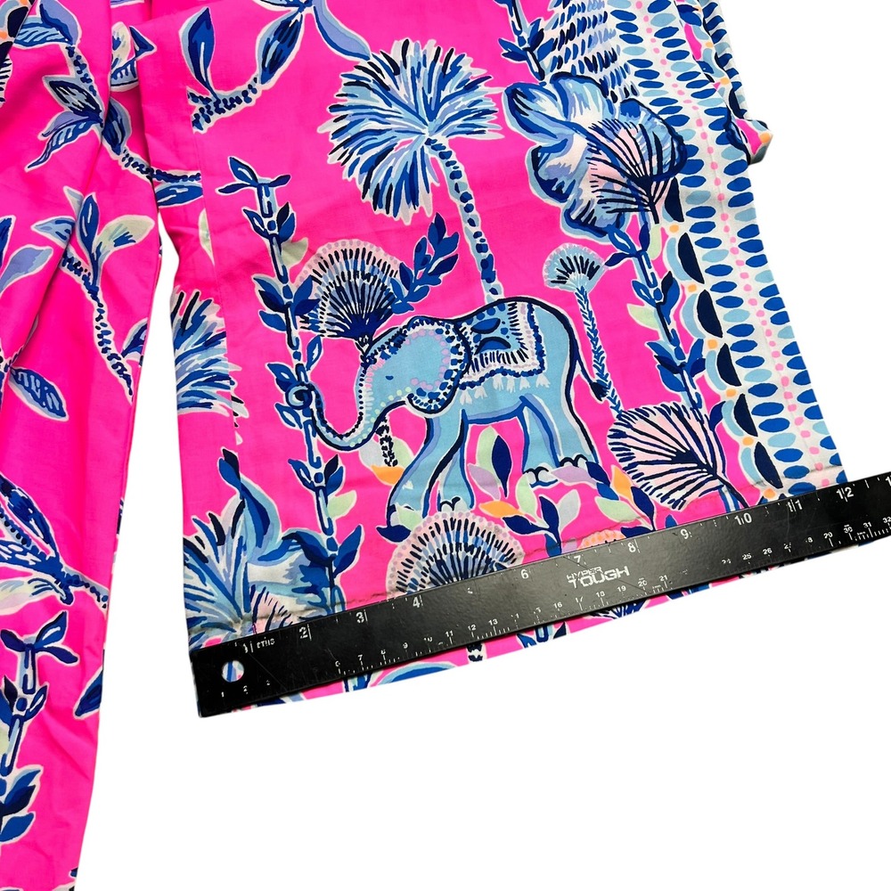 Lilly Pulitzer Bal Harbour Palazzo Pants Pink Blue Elephant Floral Print XL - Picture 13 of 14